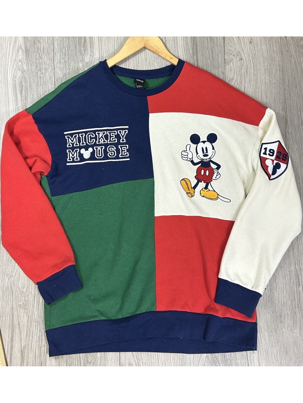VTG Mickey Mouse Crewneck Color Block Sweatshirt 90s Disney Size M